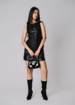 فستان نسائي جلد مزخرف قصير