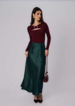 Women Plain Satin Long Skirt - Image 2