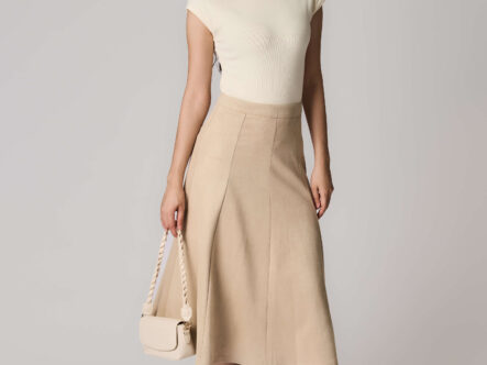 Women Suede Midi Skirt