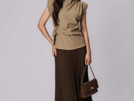 Women Belt Decor Blouse