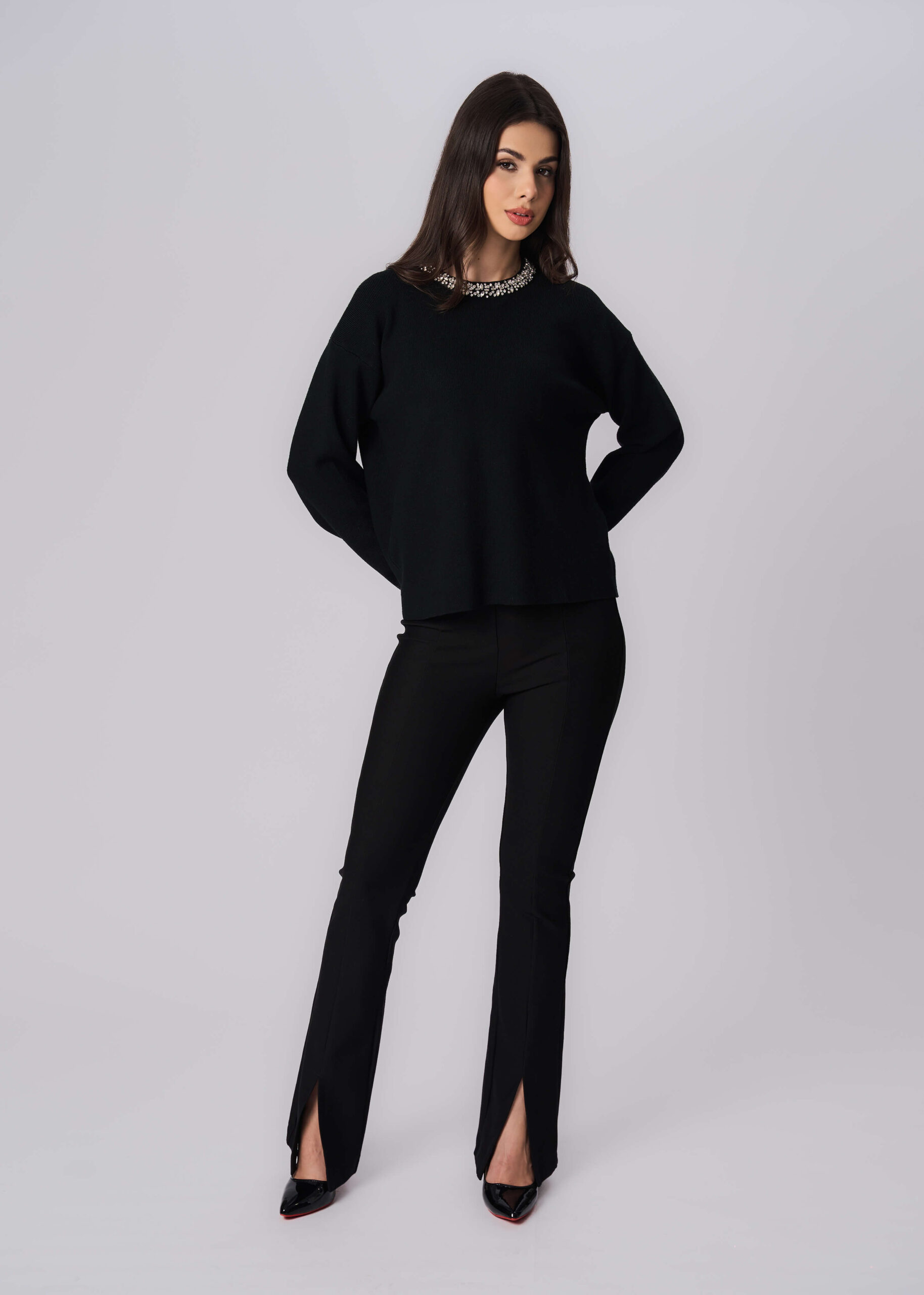 6225216019901-x Women Strass Decor Blouse - Image 1