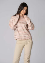 ⁦بلوزة نسائي محبوكة مخططة⁩ - الصورة ⁦2⁩