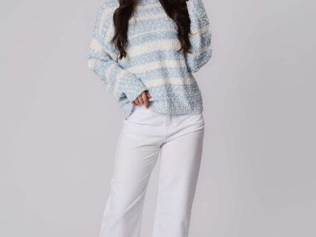 Women Knitted Striped Blouse