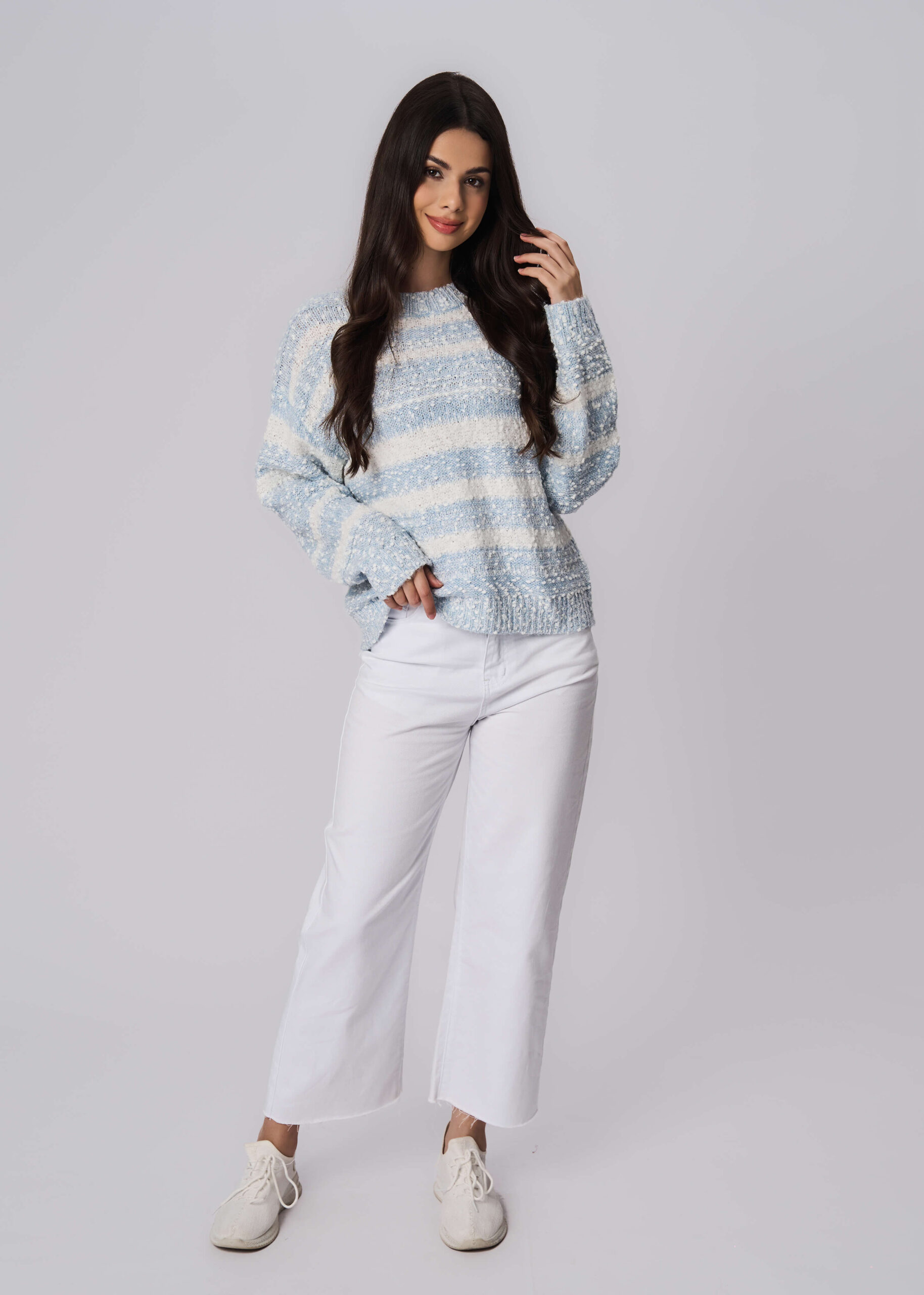 6225216020405-x Women Knitted Striped Blouse - Image 1