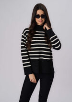 Women Striped Knitted Blouse - Image 2