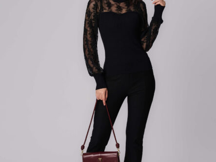 Women Lace and Knitted Fabric Blouse