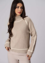 ⁦بلوزة نسائي بنسيج محبوك مخطط⁩ - الصورة ⁦2⁩