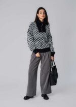 Women Hairy Knitted Patterned Blouse