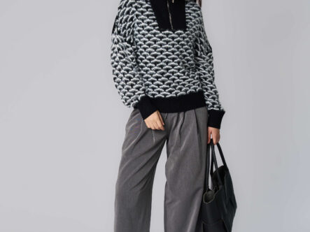 Women Hairy Knitted Patterned Blouse