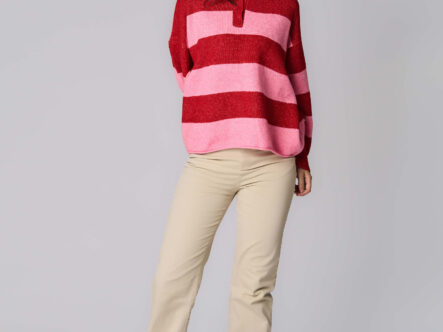 Women Knitted Striped Blouse