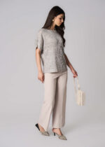 Women Knitted Glittery Fabric Blouse