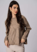 ⁦بلوزة نسائي محبوكة بنقش⁩ - الصورة ⁦2⁩