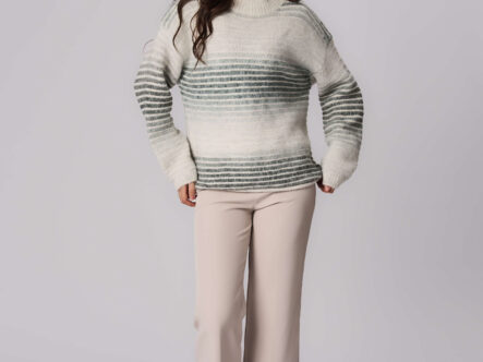 بلوزة نسائي بنسيج محبوك وبري مخطط