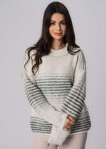 ⁦بلوزة نسائي بنسيج محبوك وبري مخطط⁩ - الصورة ⁦2⁩