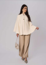 Women Knitted Fabric Plain Cape