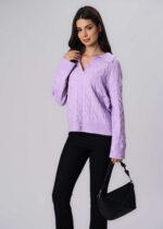 Women Knitted Braided Patterned Blouse - Image 2