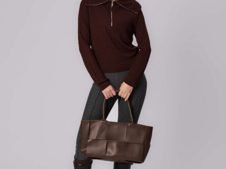 Women Knitted Striped Fabric Blouse