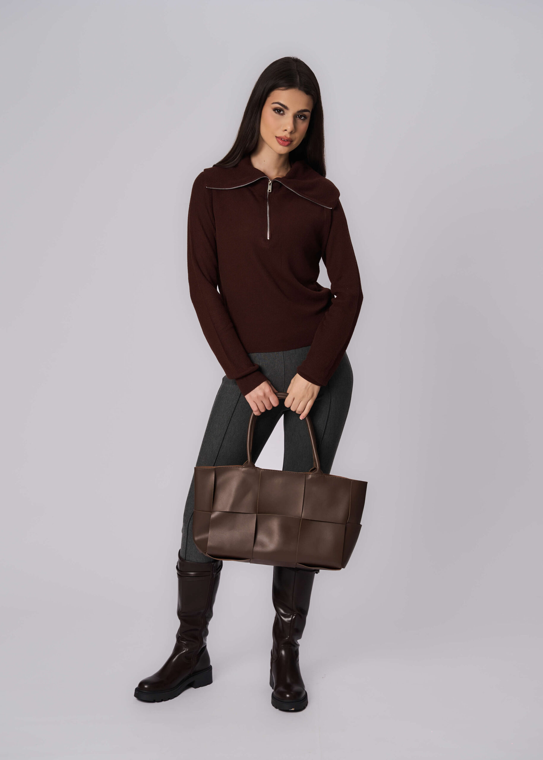 6225216027942-x Women Knitted Striped Fabric Blouse - Image 1