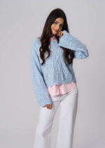 Women Knitted Embroidery Fabric Blouse - Image 2
