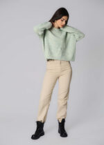 بلوزة نسائي بنسيج محبوك وبري