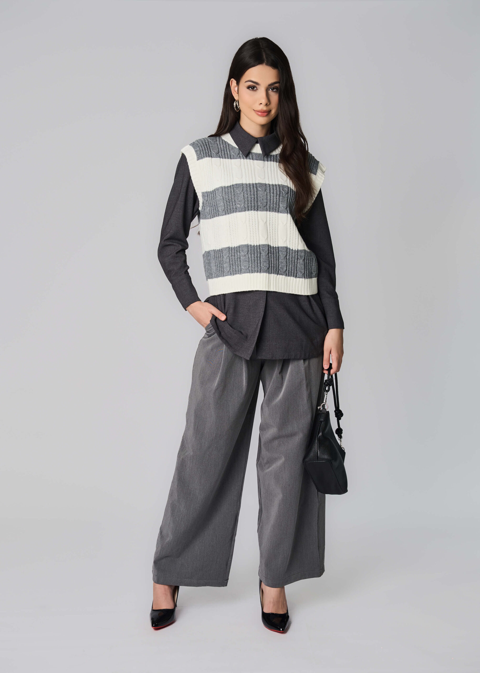 6225217025218-x Women Knitted Patterned Fabric Blouse - Image 1