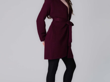 Women Knitted Striped Fabric Cardigan