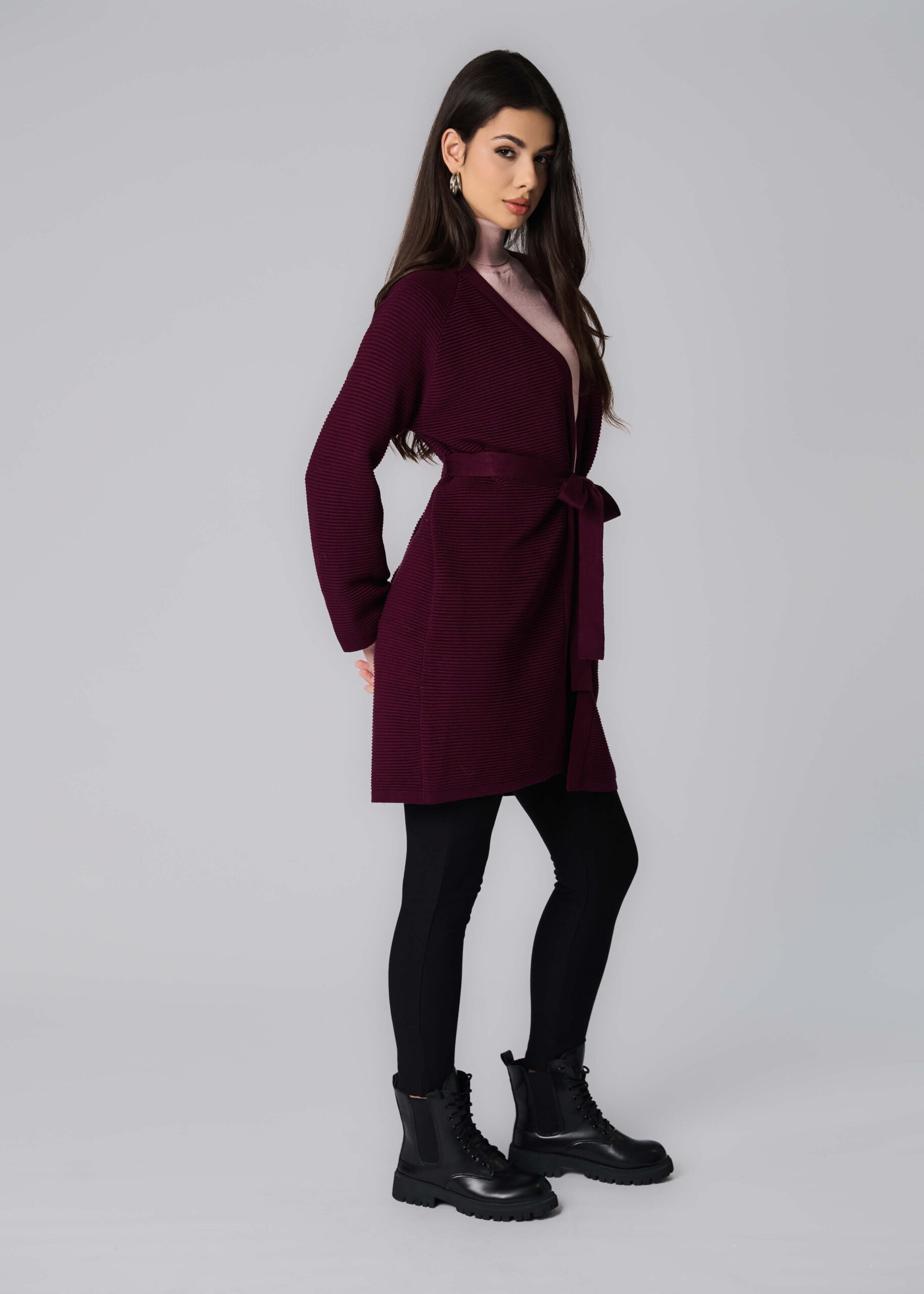 6225222021157-x Women Knitted Striped Fabric Cardigan - Image 1