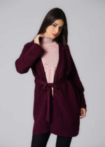 Women Knitted Striped Fabric Cardigan - Image 2