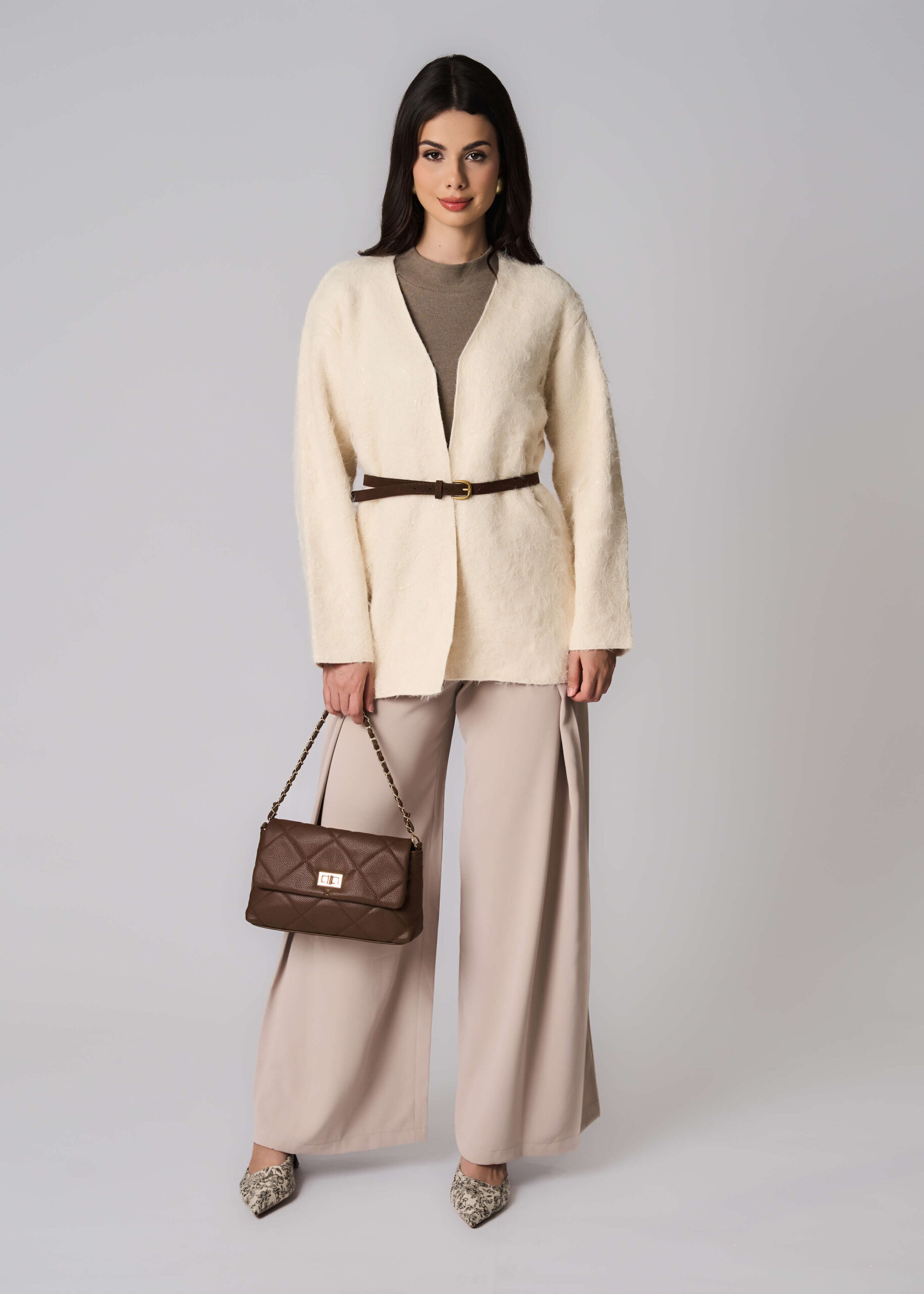 6225222025003-x كارديجان نسائي بنسيج محبوك مزخرف - الصورة 1