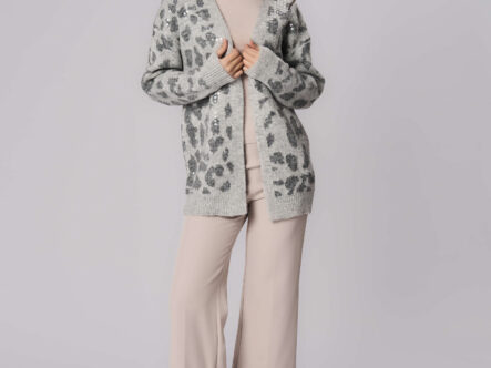 كارديجان نسائي بنسيج محبوك بنقش