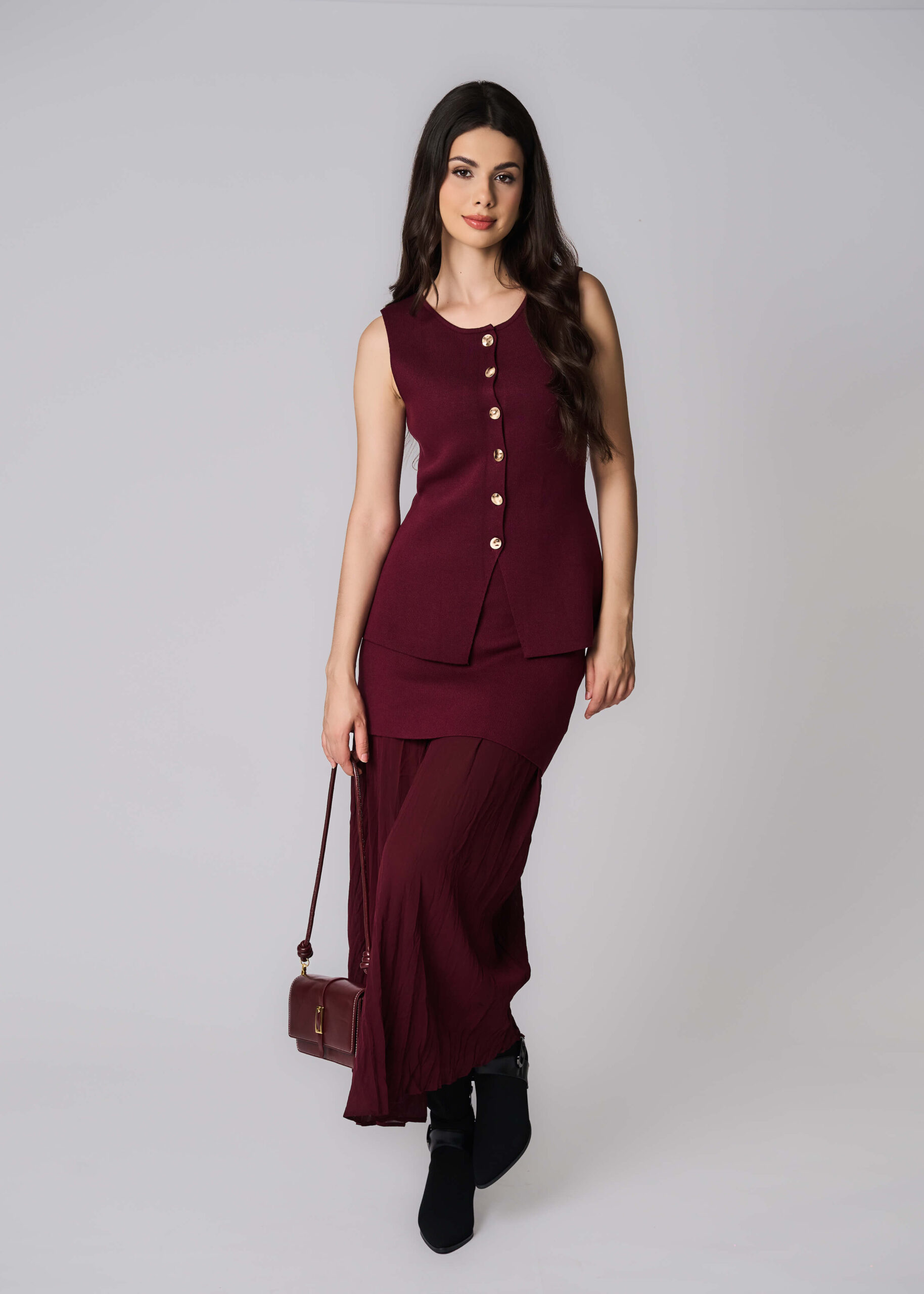 6225222028175-x Women Knitted Plain Vest - Image 1