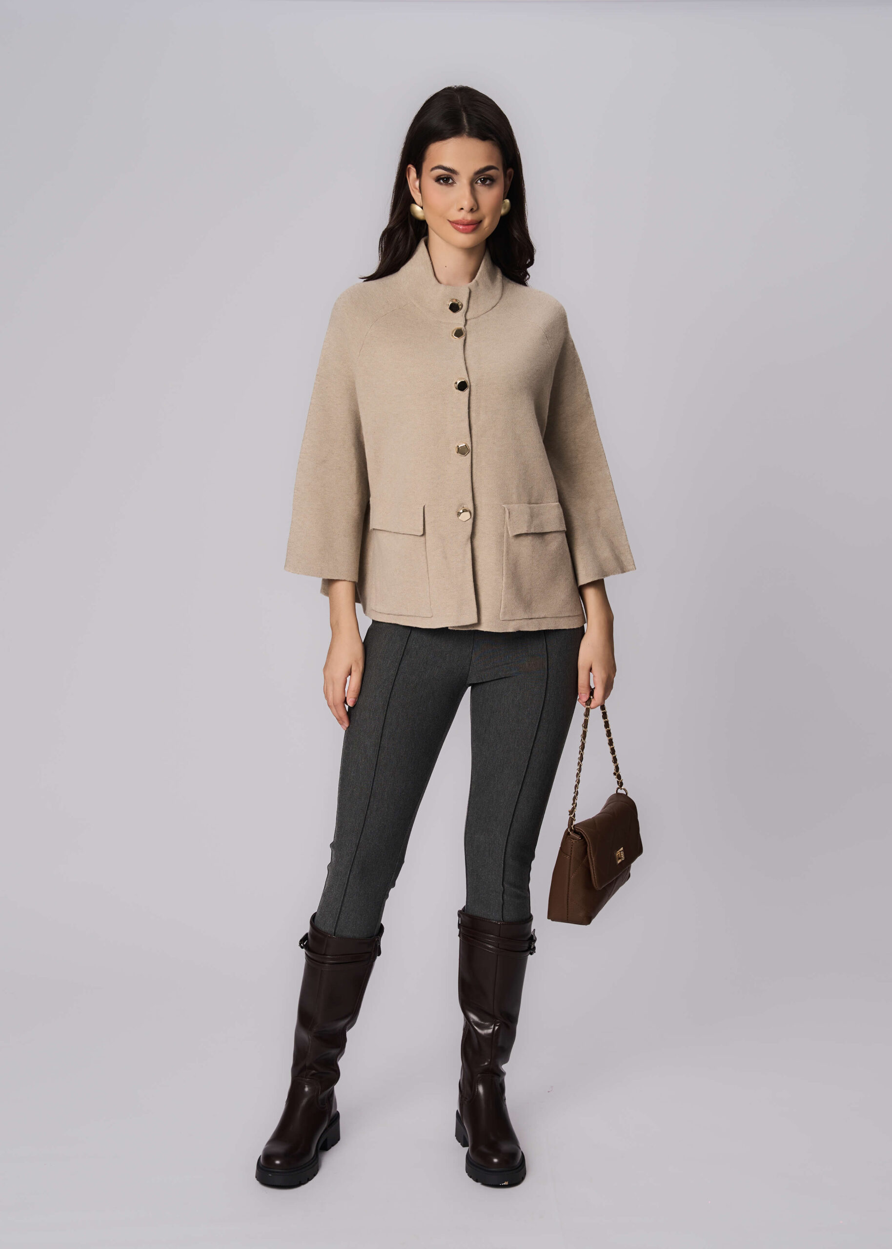 6225222028803-x Women Knitted Plain Jacket - Image 1