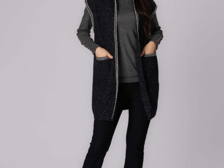 Women Knitted Glittery Fabric Cardigan