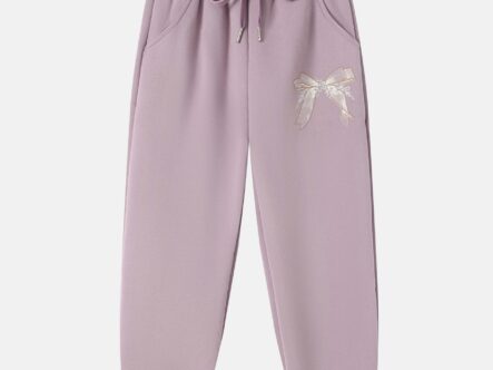 بنطلون أطفال بناتي رياضة مزين بفيونكة