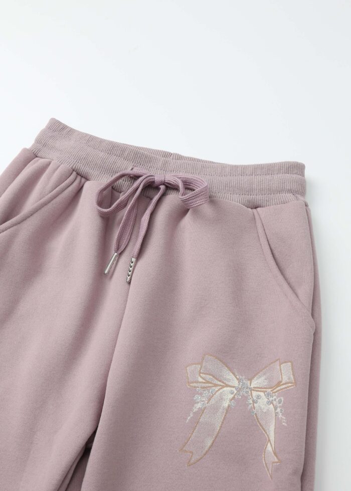 ⁦Kids Girl Bow Decor Sport Trouser⁩ - الصورة ⁦2⁩