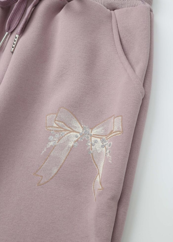 ⁦Kids Girl Bow Decor Sport Trouser⁩ - الصورة ⁦3⁩