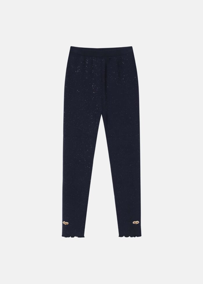 Kids Girl Fur-Lined Glittery Leggings - Image 1