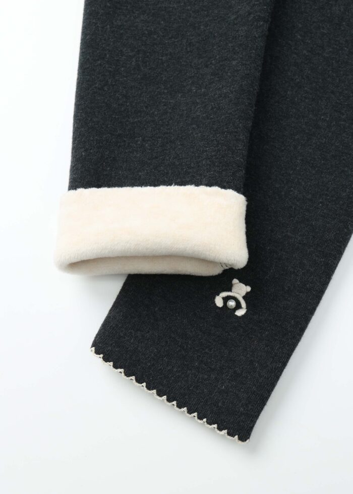 Kids Girl Fur-Lined Plain Leggings - Image 4