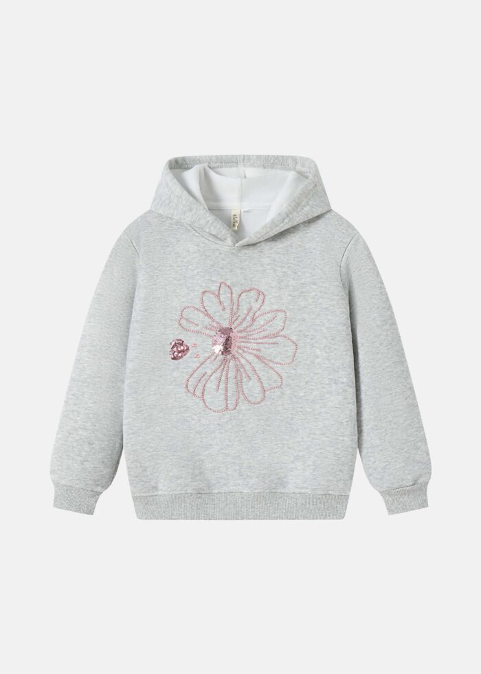 Kids Girl Flower Printed Hoodie - Image 1