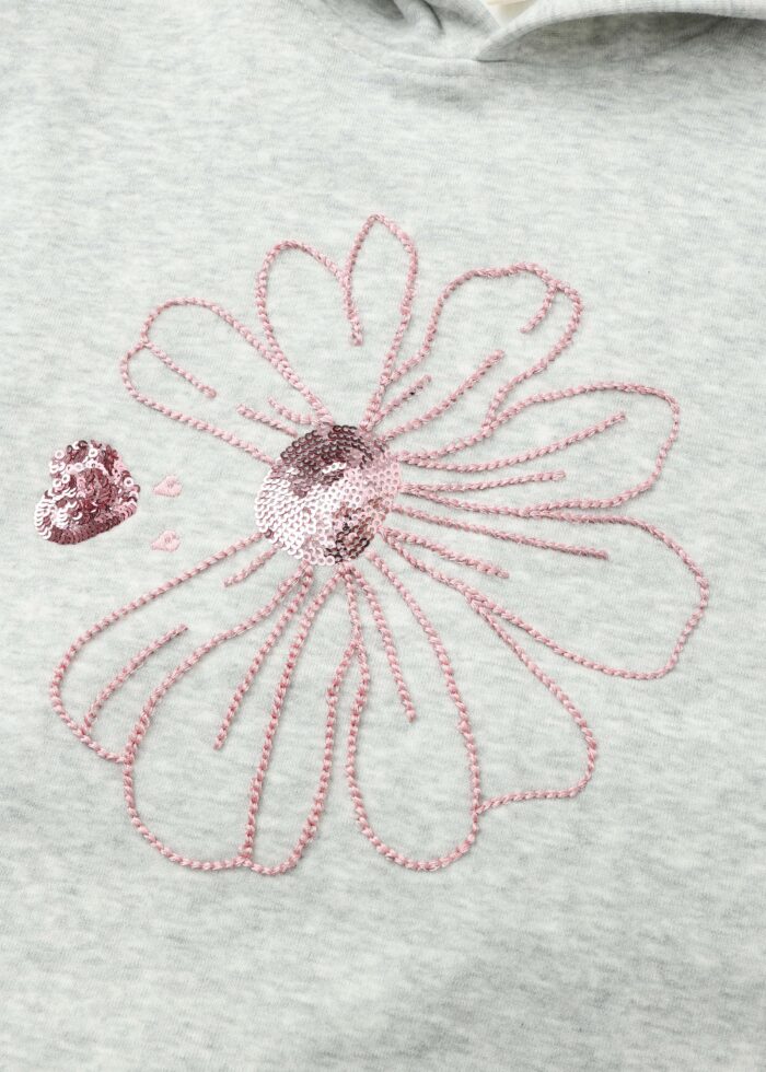 Kids Girl Flower Printed Hoodie - Image 3