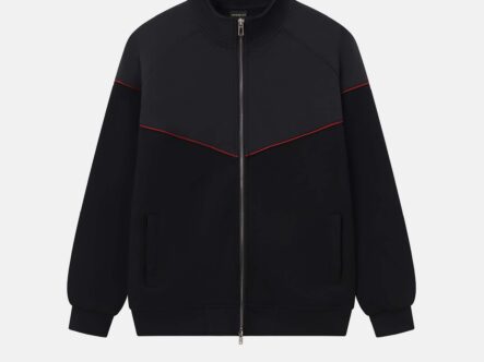 Men Mixed Fabric Track Jacket