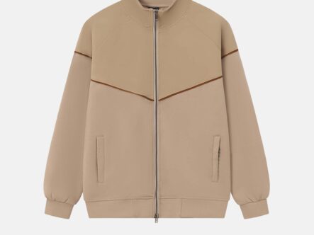 Men Mixed Fabric Track Jacket