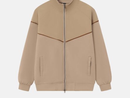 Men Mixed Fabric Track Jacket