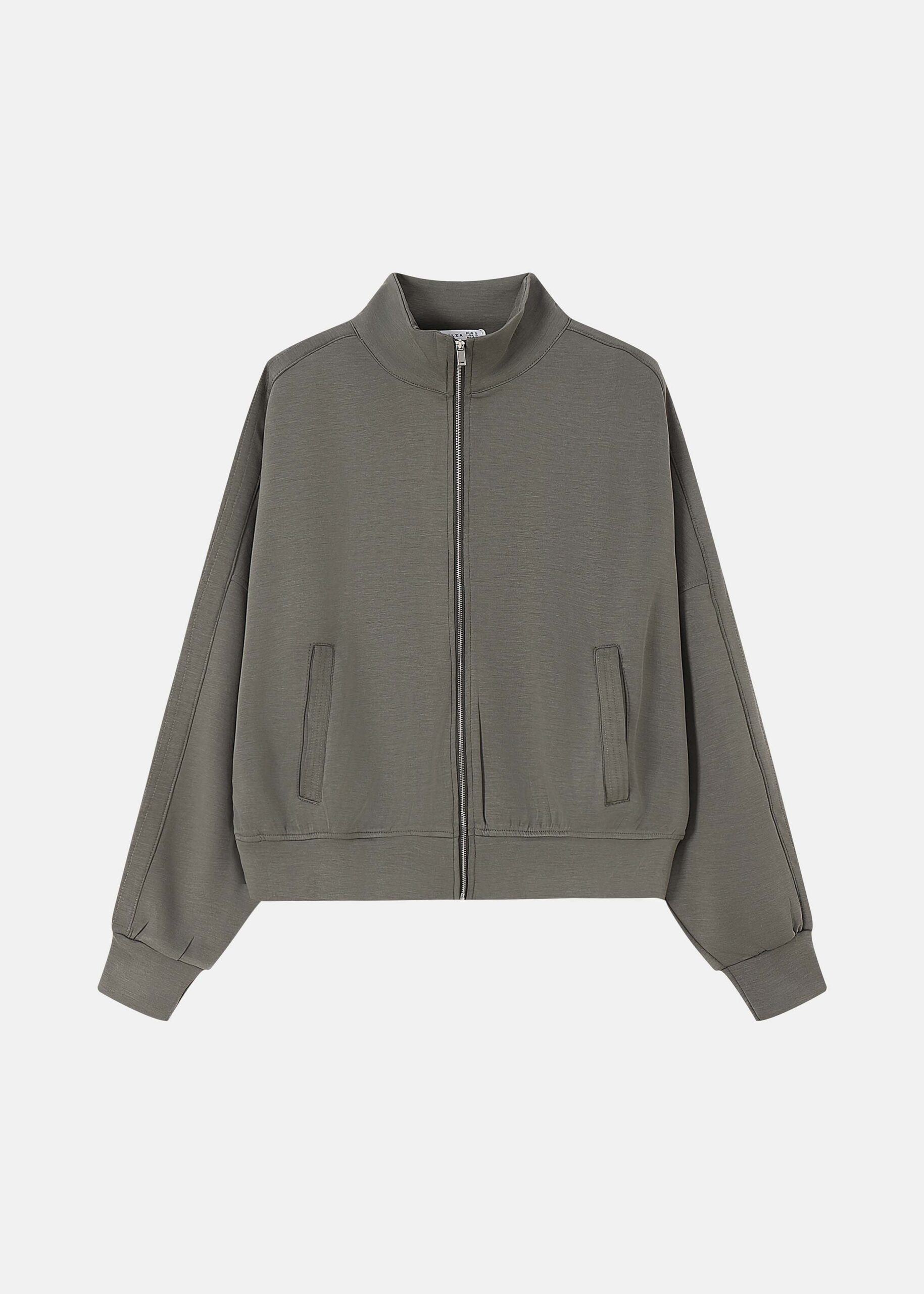 6225203007723-a Women Plain Scuba Fabric Track Jacket - Image 1