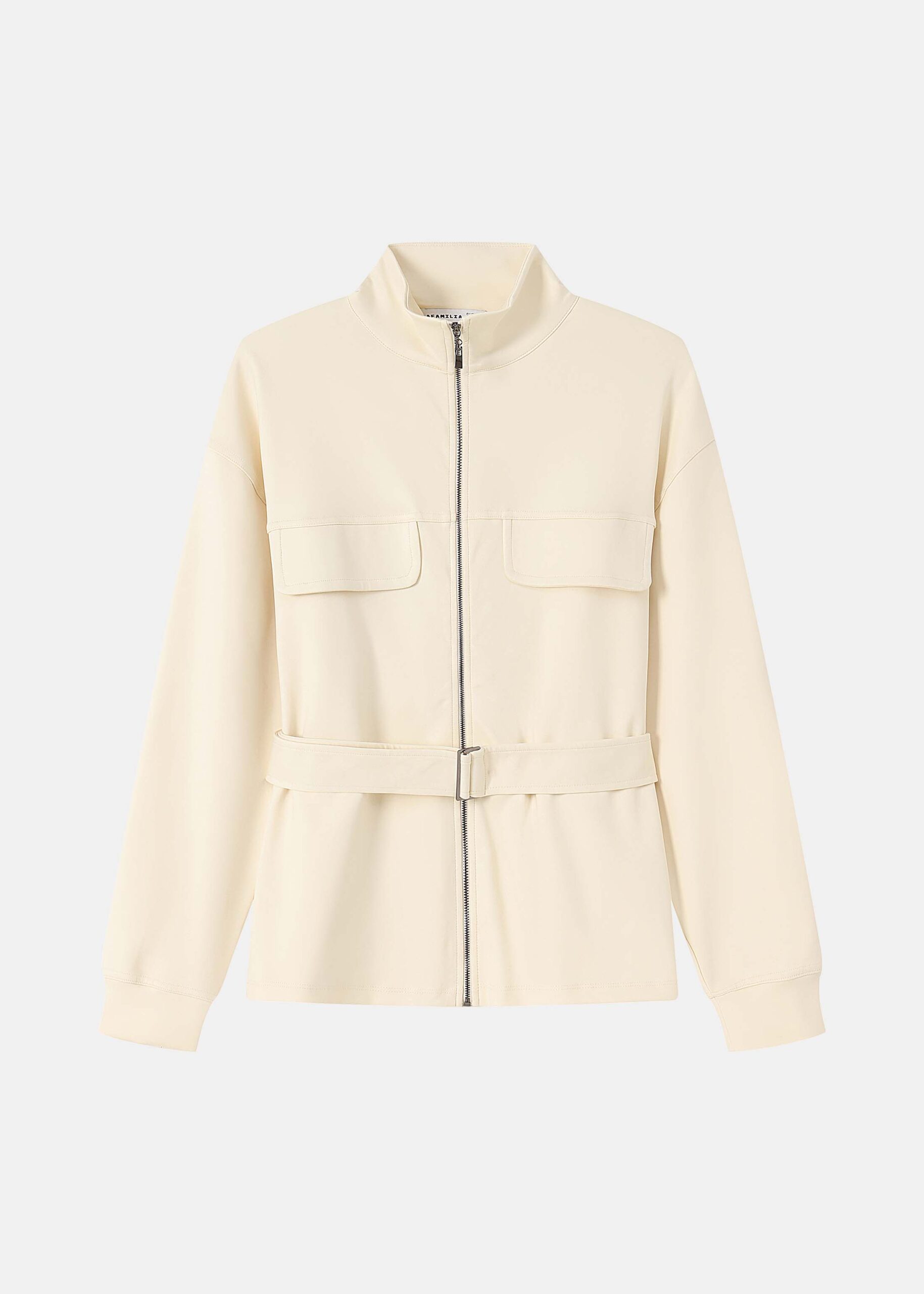 6225203008476-a Women Plain Scuba Fabric Track Jacket - Image 1