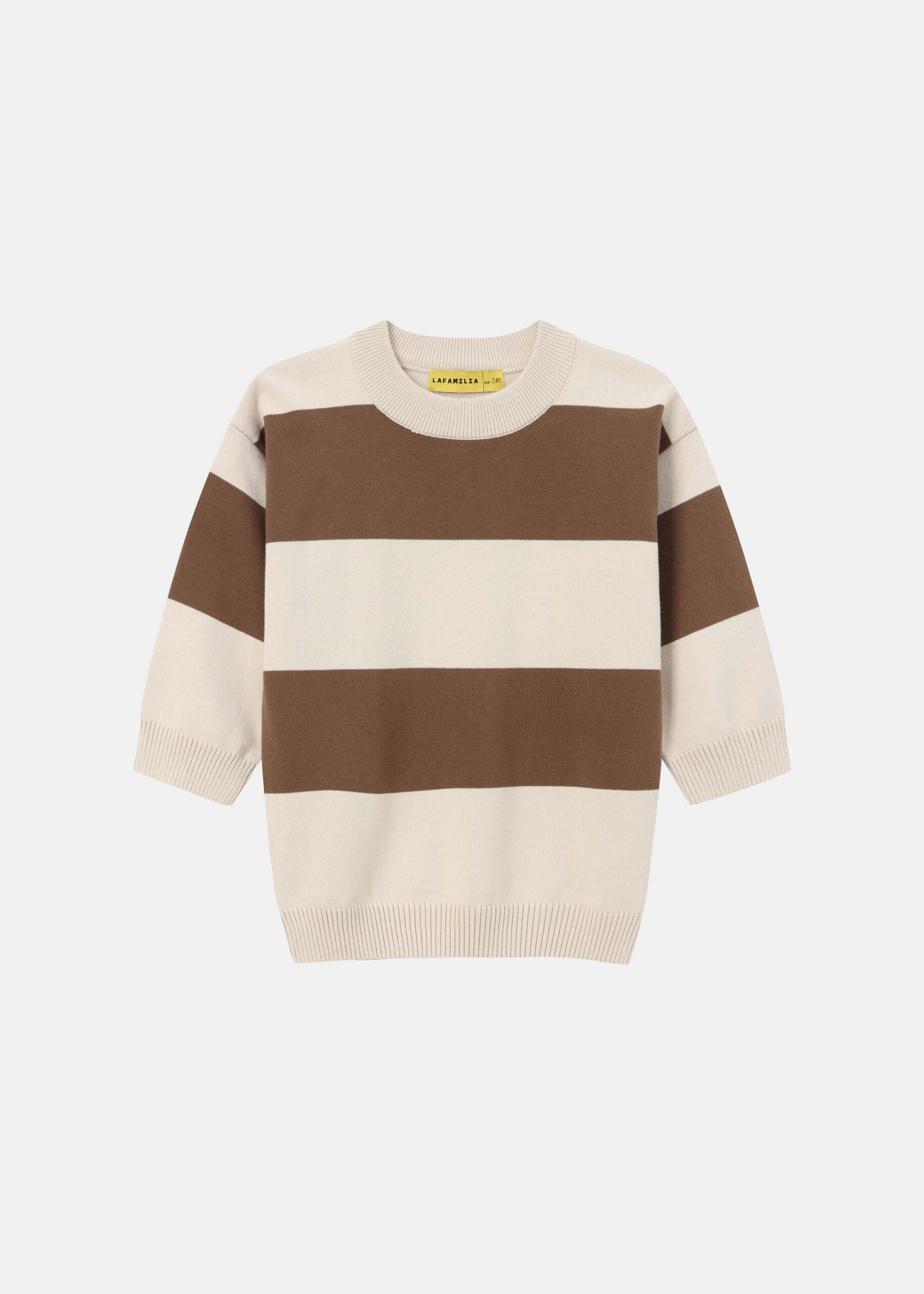 6225316028637-a Kids Boy Knitted Fabric Striped Blouse - Image 1