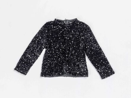 Kids Girl Velvet Strass Decor Blouse