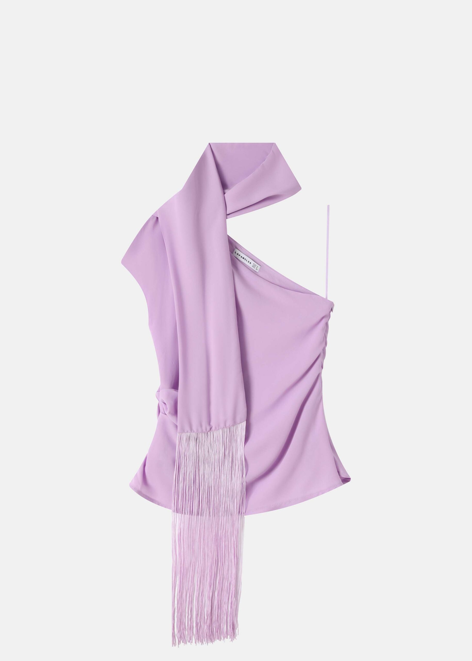 6126216014959-a Women One Shoulder Scarf Top - Image 1