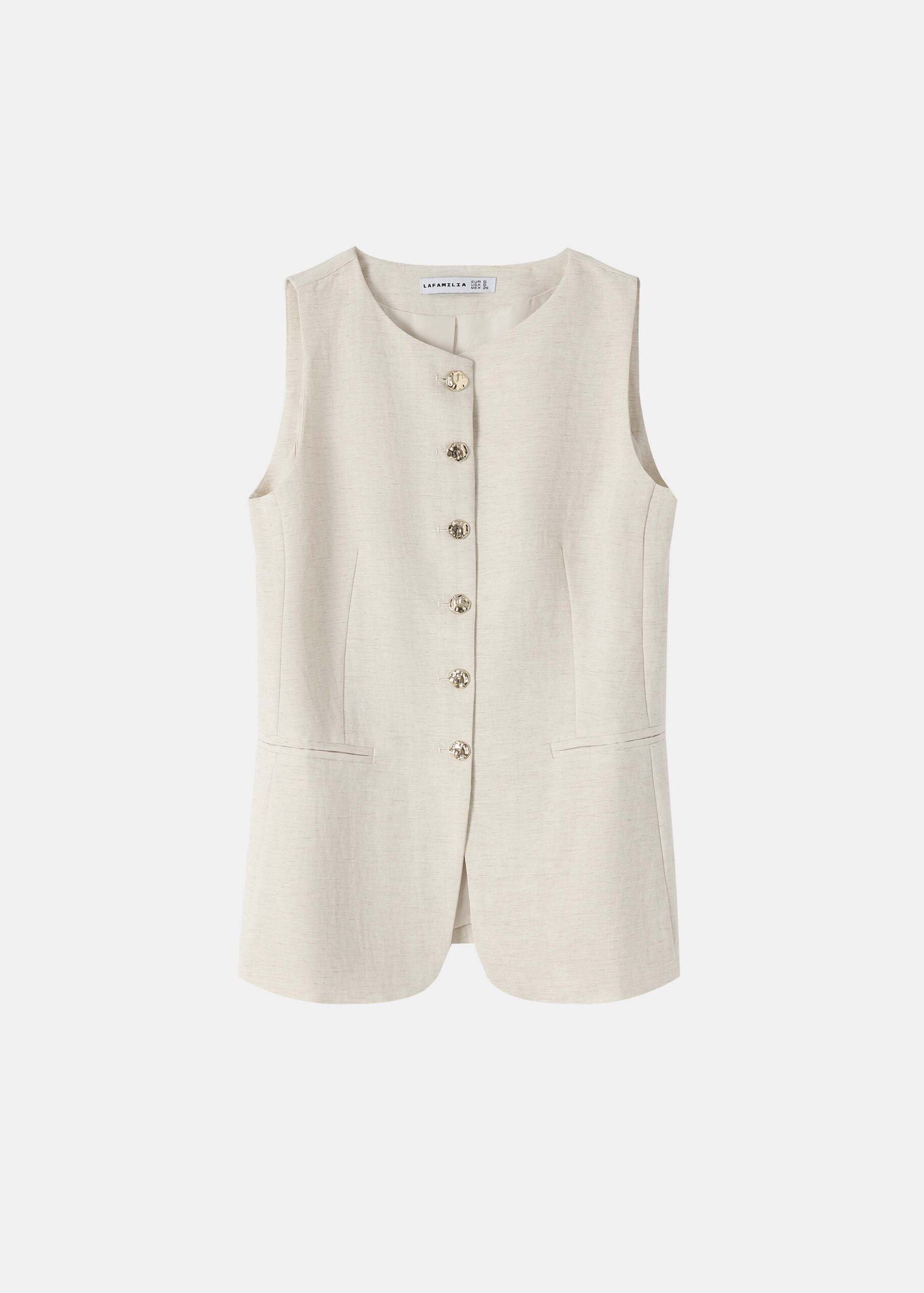 6126217039276-a Women Sleeveless Buttoned Vest - Image 1