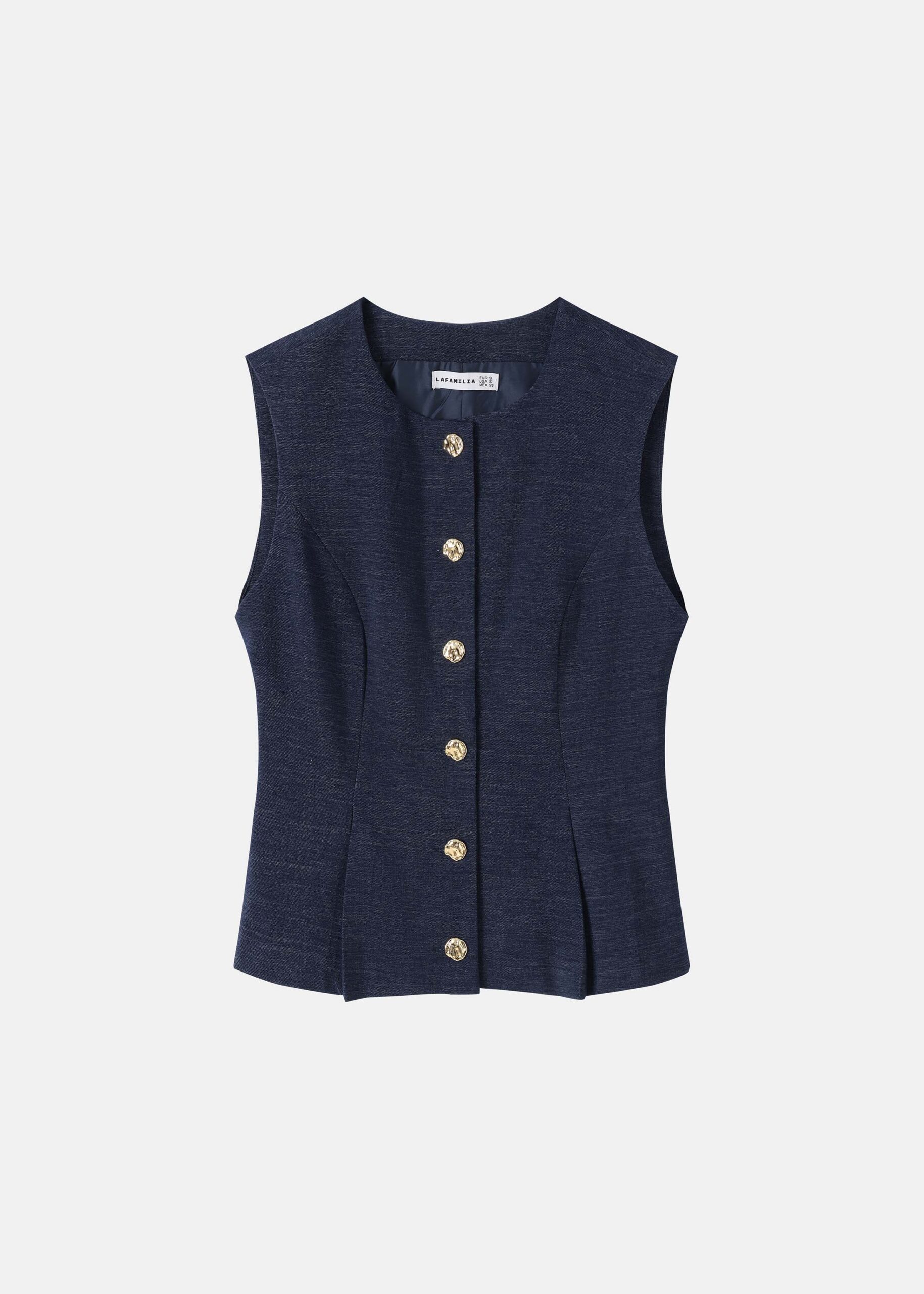 6126217040508-a Women Sleeveless Buttoned Vest - Image 1